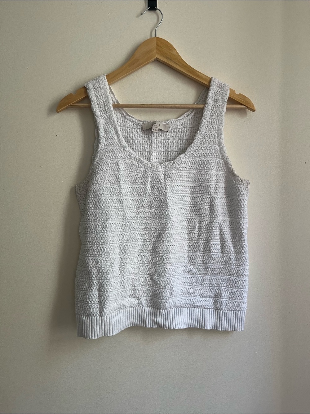 Loft Classic White Knit Tank Top